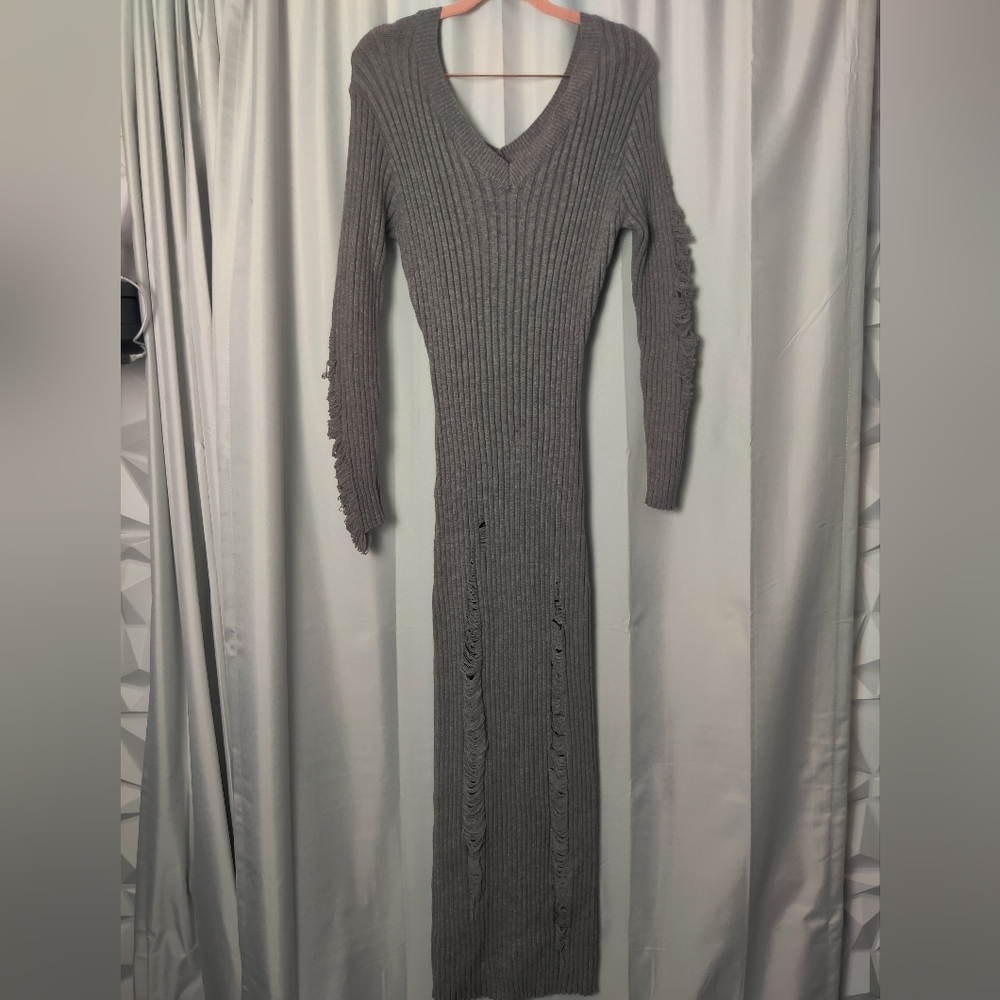 Fashion Nova Distressed Maxi Dress - S